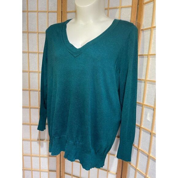 LaneâBryantâ22/24Â GreenâVâNeckâSweater - Picture 7 of 9